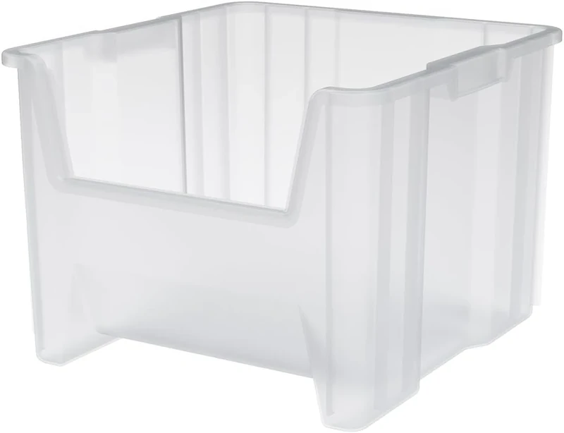 Akro-Mils 13018 Stak-N-Store Heavy Duty Stackable Open Front Plastic Storage Container Bin, (17-1/2-Inch x 16-1/2-Inch x 12-1/2-Inch), Clear, (2-Pack)