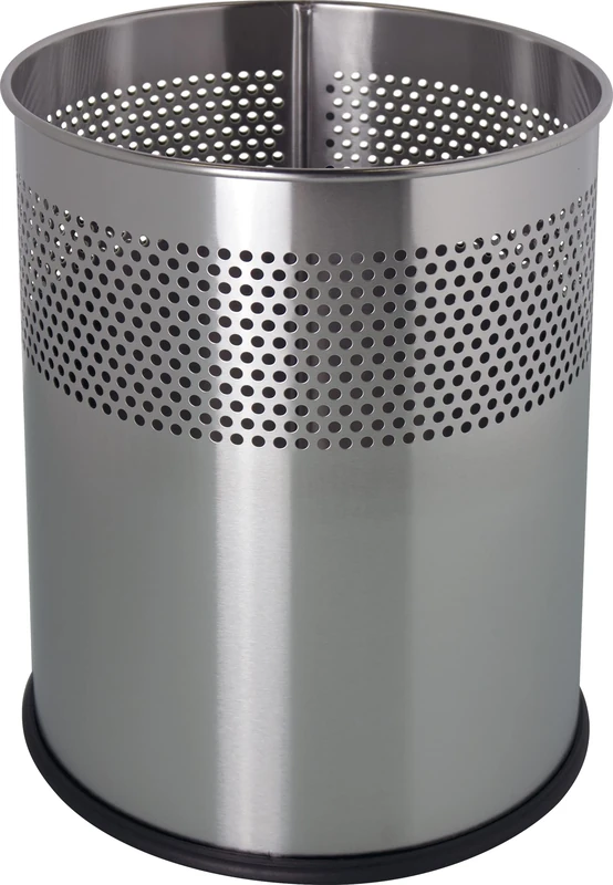 Helit H2515700 The Dot Waste Paper Basket 15 litres Stainless Steel with Hole Decoration - Image 1