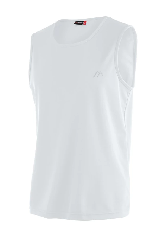 maier sports Peter, Sleeveless Men's T-Shirt, Outdoor Shirt with Round Neck for Hiking and Leisure, Dryprotec Technology, Breathable, NFC chip for Easy Recycling White