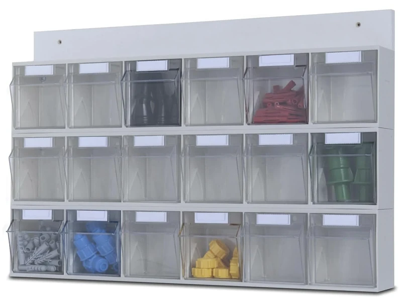 Hünersdorff 461118 "MultiStore Storage System with 3 x 6 Latches of Polystyrol, Transparent/Light Grey