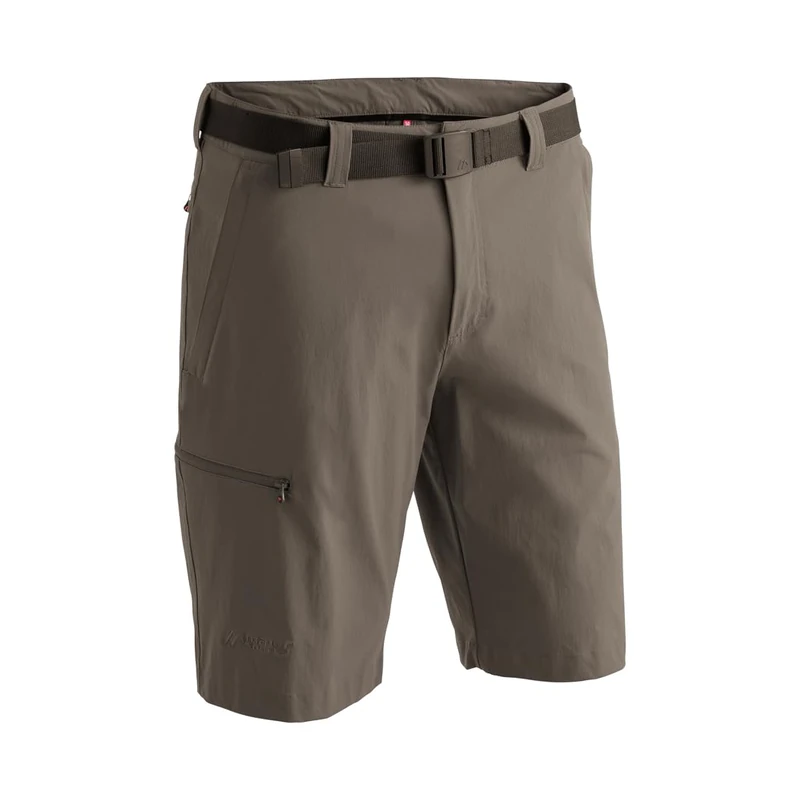 maier sports Men's Huang Hiking Trousers, Outdoor Shorts with Integrated Belt, Trekking Pants Teak