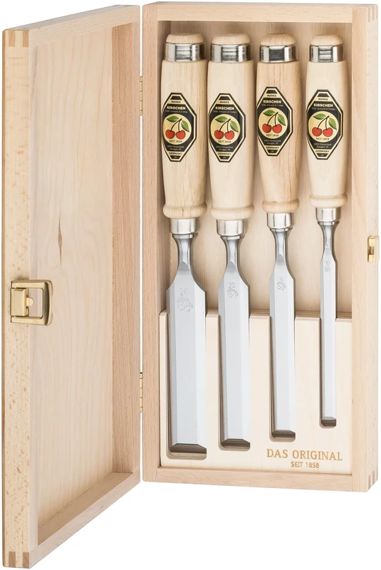 Kirschen 1141000 Number 1141 Firmer Chisel Set with Hornbeam Handles - Multi-Colour (4-Piece)