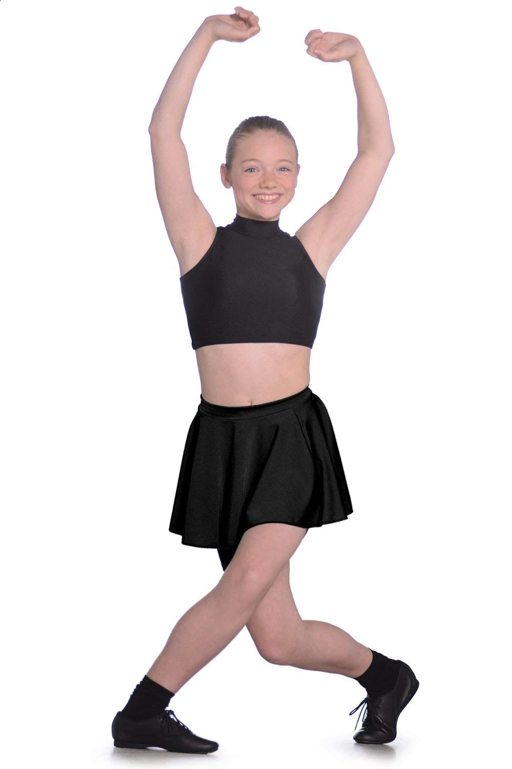 Roch Valley Girls Lcss Nylon Lycra Short Circular Skirt, Black, M/ 134-140 EU