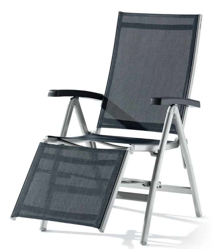 SIEGER 985/A-G KT Bodega Relax Adjustable Backrest/Footrest Aluminium Textilux Graphite/Grey 95 x 62 x 109 cm - Image 1