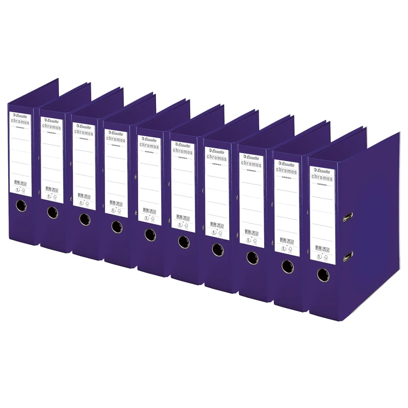Esselte Cromos – Set of 10 Folders with 80 mm lever back – Purple