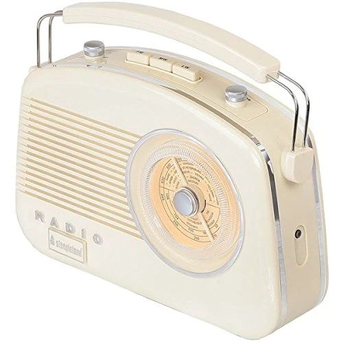 Steepletone Brighton 3B Retro Styled Radio - Cream / Beige (Chrome Detailing) LW - MW & FM 3-Band Model with Mobile Phone / Smart Phone link (via 3.5mm jack)