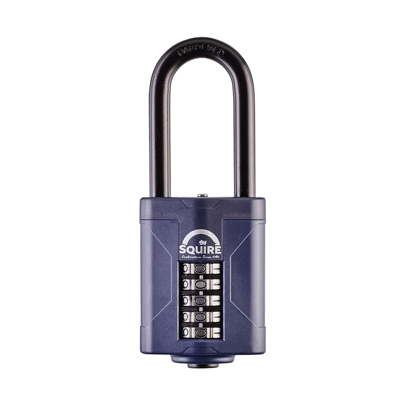 Squire Heavy Duty Padlock (CP60/2.5) - Toughest Long Shackle - 5 Wheel Combination Padlock - Alloy Steel for Corrosion Resistance - Weatherproof Lock for Home, School & Garage (Blue, 60 mm)