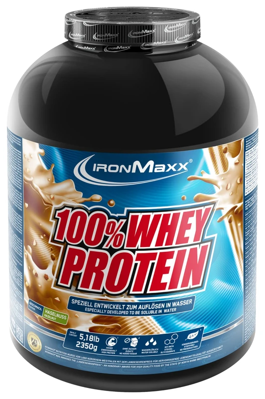 IronMaxx 100% Whey Protein Powder 2350g - Hazelnut | High Protein Shake with BCAAs & EAAs | Low Carb & Low Sugar Whey | Ideal for Muscle Gain, Diet & Fitness Design May Vary