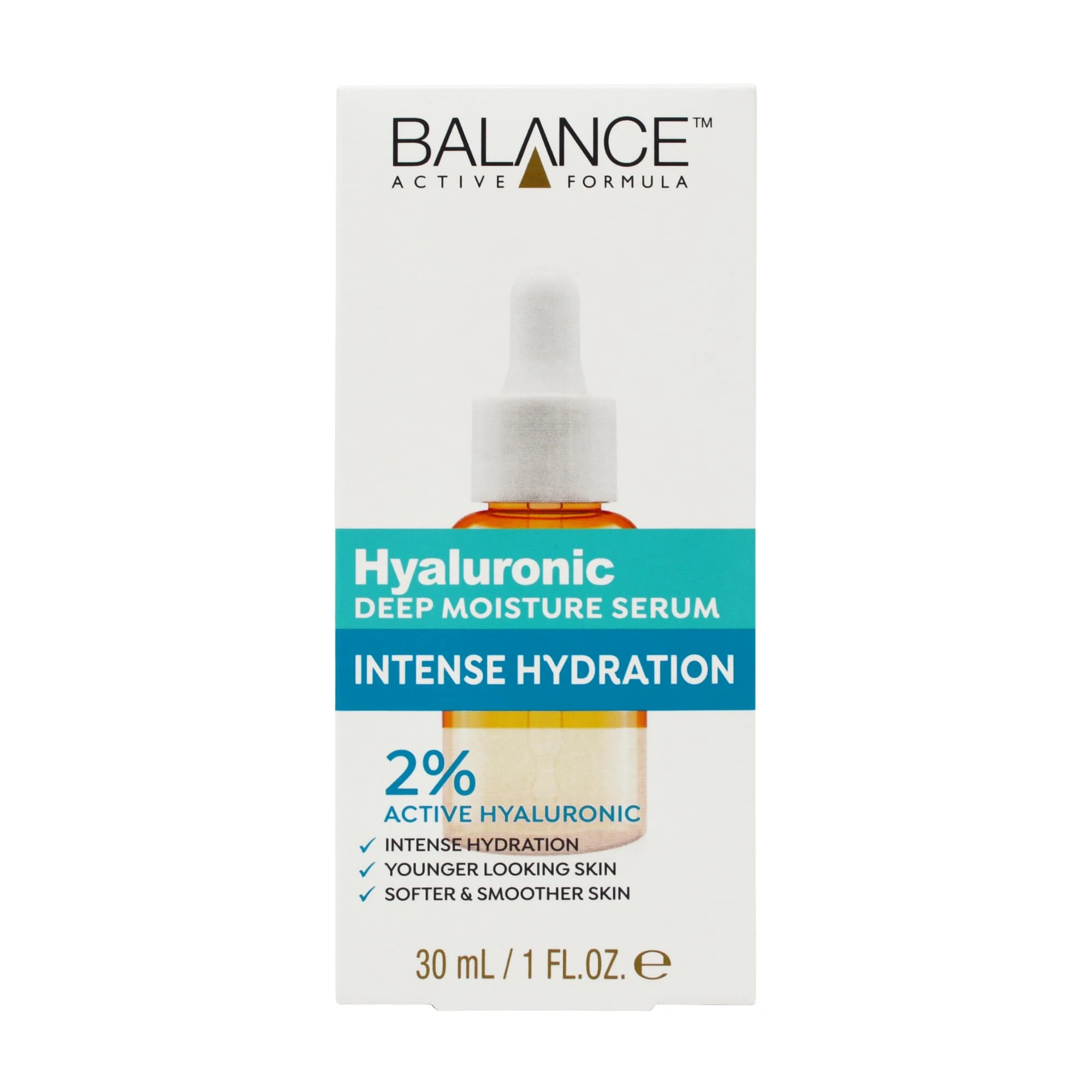 Balance Active Formula Hyaluronic Deep Moisture Serum - 2% Hyaluronic Acid for Deep Hydration, Smooths Fine Lines, Lightweight & Non-Sticky, Radiant Skin - 30ml