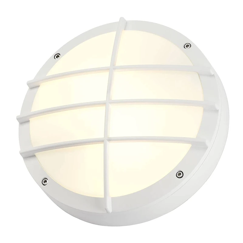 SLV Surface-Mounted Wall and Ceiling Light Bulan Grid/Illumination for Walls, Paths, entrances, LED Outdoor spot, Surface-Mounted Outdoor Light, Garden lamp, Ceiling spot / E27 IP44 25W White
