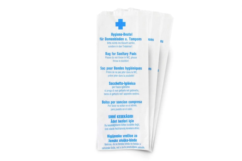 Funny Paper Sanitary Bags, white, pack of 1000 (10 x 100 bags) - Image 1