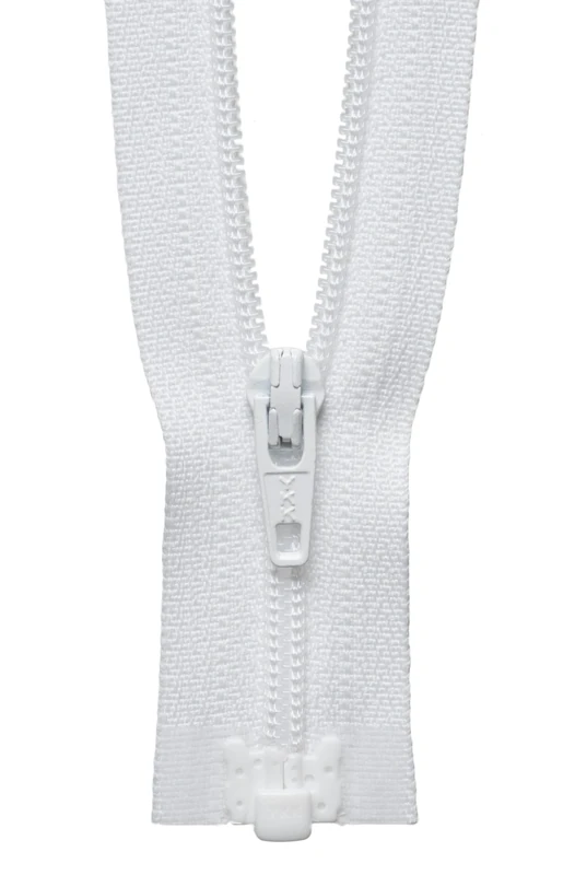 Light-Weight Open End Zip 30cm: White