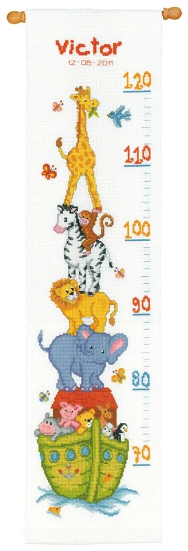 Vervaco Height Chart Noah's Ark Counted Cross Stitch Kit, Multi-Colour - Image 1