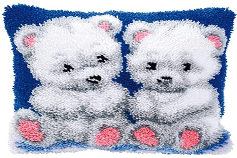 Vervaco Polar Bear Cubs Latch Hook Cushion, Multi-Colour