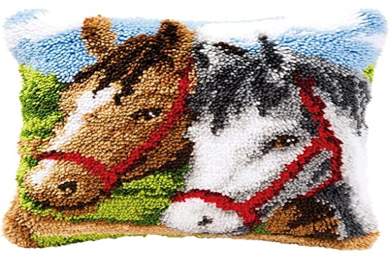 Vervaco Ponies Latch Hook Cushion, Multi-Colour