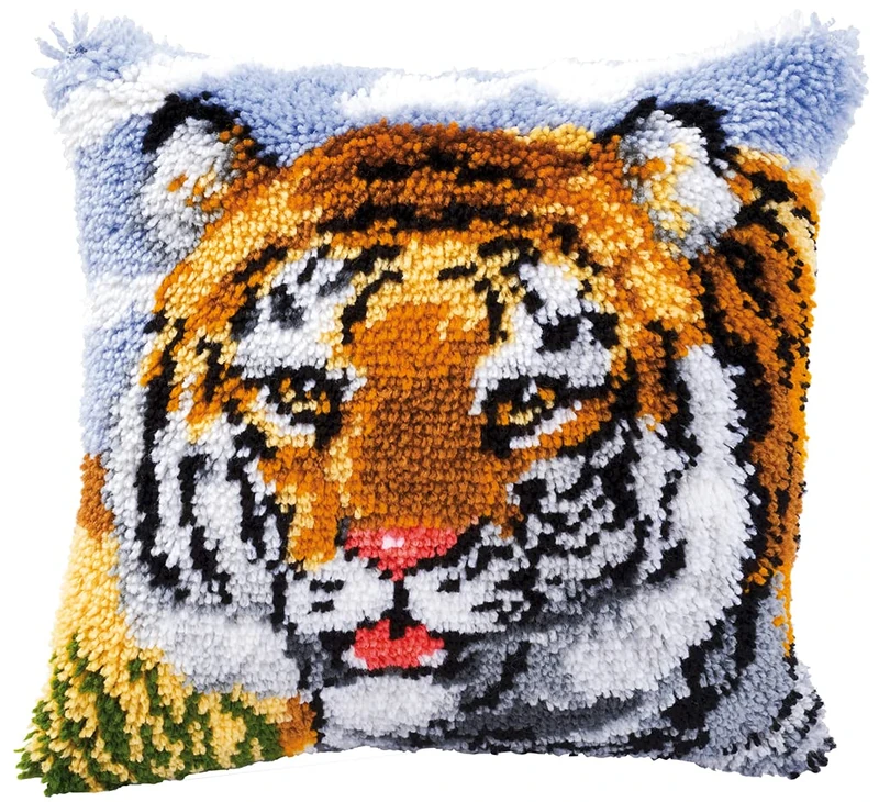 Vervaco Tiger Latch Hook Cushion, Multi-Colour