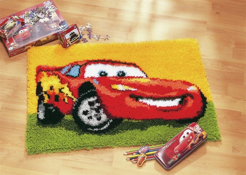 Vervaco Latch Hook Rug: Lightning McQueen, Acrylic, Multi-Colour, 60 x 2 x 30 cm