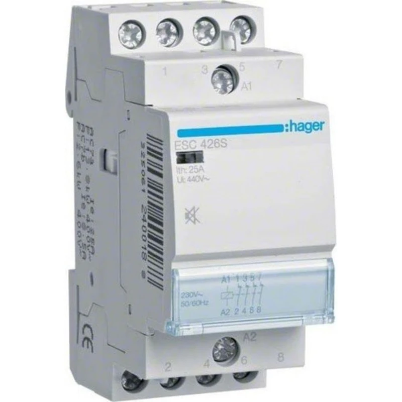 Hager ESC426S Contactor Quiet, 25 A, 4 NC, 230 V