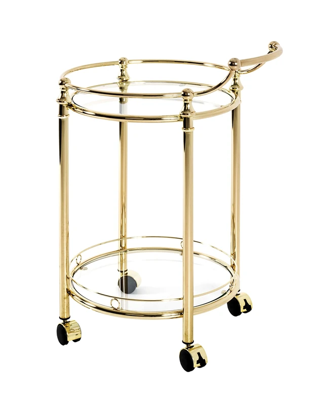 HAKU Möbel Trolley Brass-Coated, Metal, Tempered Glass - Size: W 59 cm X H 79 cm X D 49 cm, Style: Contemporary