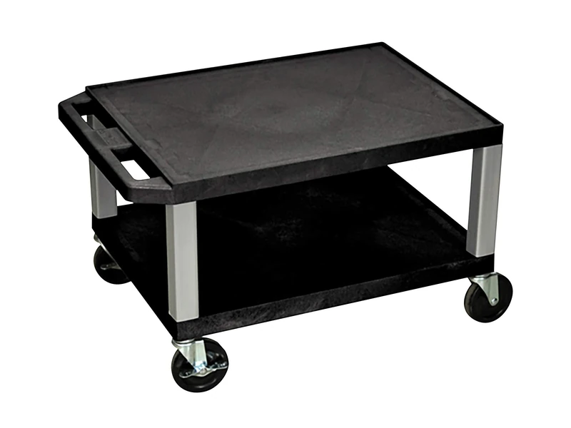 Luxor 16" H Multipurpose Audio Video Utility Cart with 2 Shelves - Black with Putty Legs