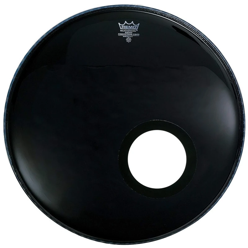 Remo Bass, POWERSTROKE® 3, EBONY®, 24" Diameter, 5" Black DynamO Installed