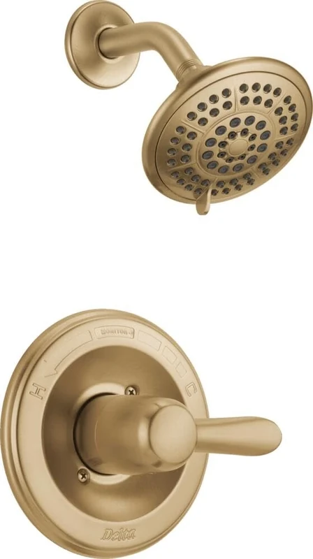 Delta Lahara 14 Series Single-Function Shower Trim Kit with 5-Spray Touch Clean Shower Head, Champagne Bronze T14238-CZ (Valve Not Included)