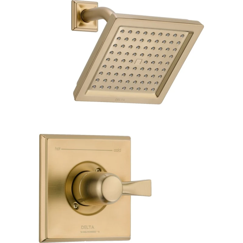 Delta Dryden 14 Series Single-Function Shower Trim Kit with Single-Spray Touch Clean Shower Head, Champagne Bronze T14251-CZ (Valve Not Included) - Image 1