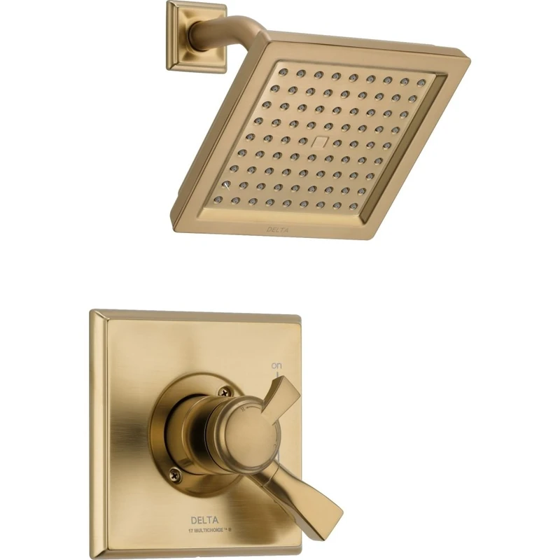Delta Dryden 17 Series Dual-Function Shower Trim Kit with Single-Spray Touch Clean Shower Head, Champagne Bronze T17251-CZ (Valve Not Included) - Image 1