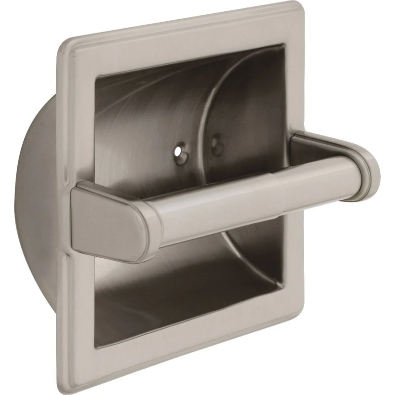 Delta Faucet 45072-SN Recessed Paper Holder W/Beveled Edges, Satin Nickel
