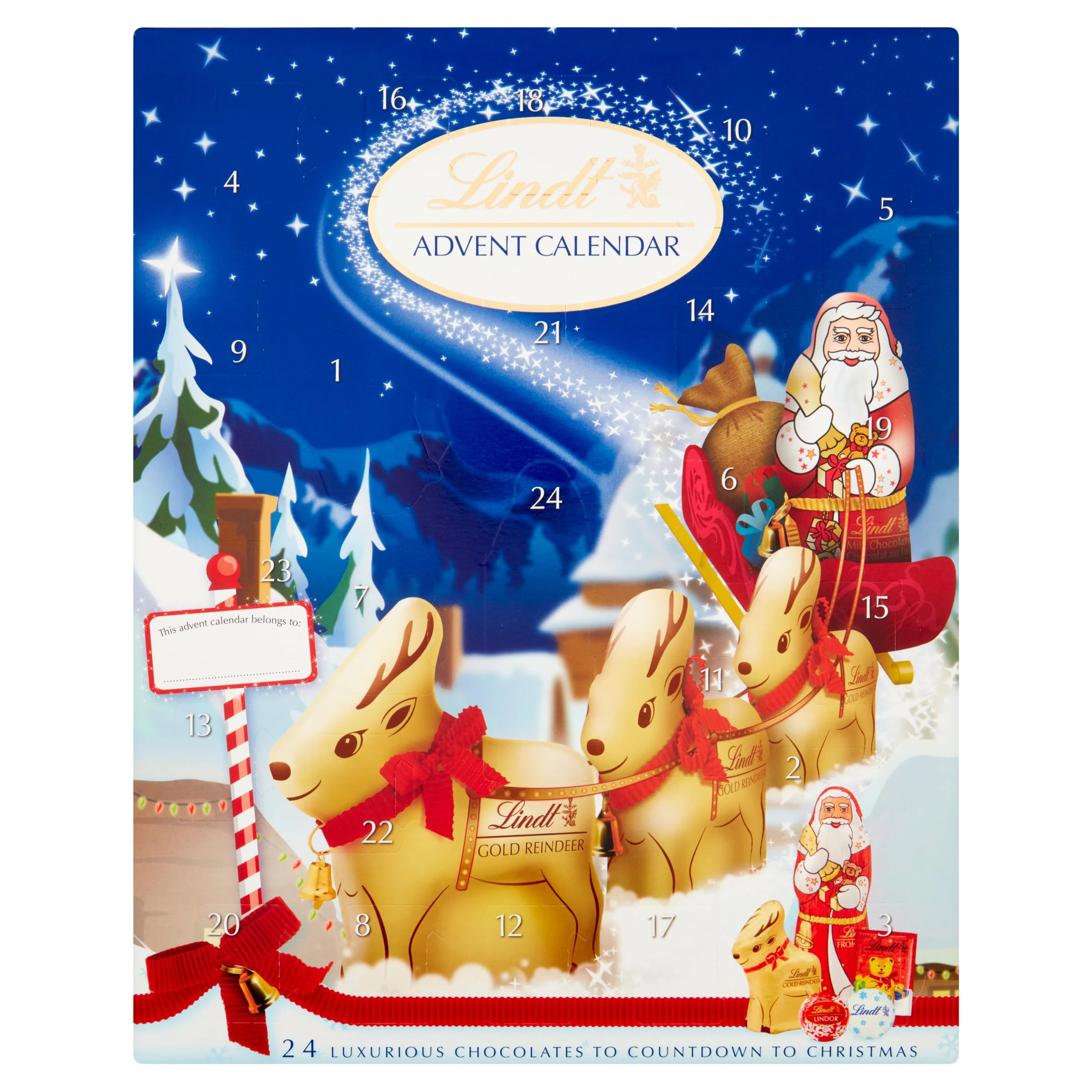 Lindt Milk Chocolate Christmas Advent Calendar 2025 – Medium 160g – 24 Chocolate Figures & Truffles – Magical Countdown Gift