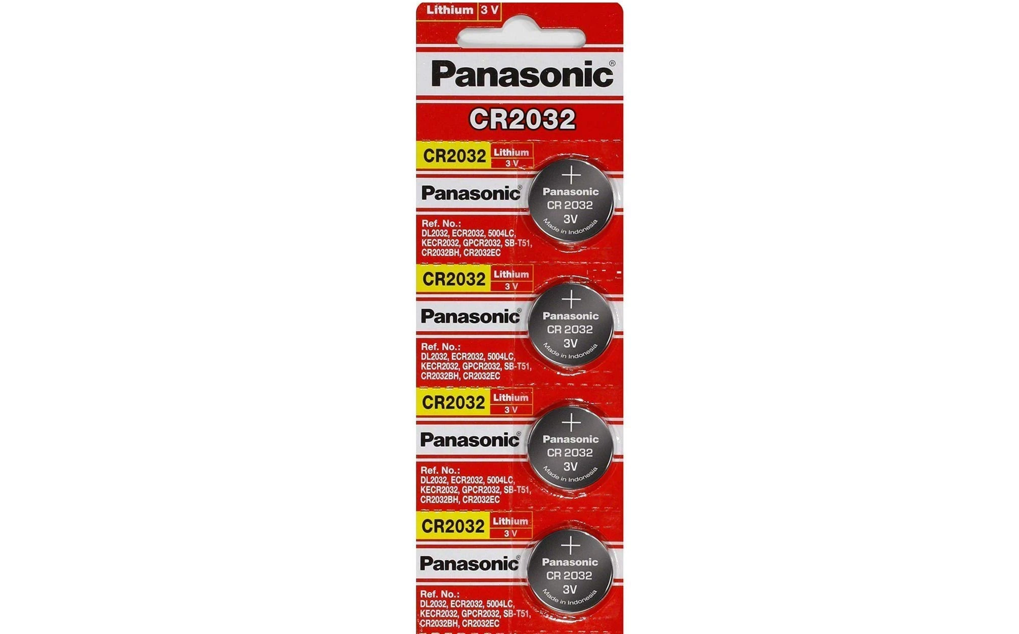 Panasonic CR2032 battery lithium button cell 3 V, pack of 4