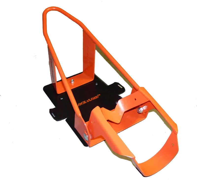 Lock N Load (BK100 Orange/Black Deluxe Motorcycle Wheel Chock - Image 1