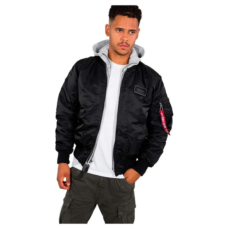Alpha Industries Men's MA-1 D-Tec Bomber Jacket, Black (Greyblack 03), XXL