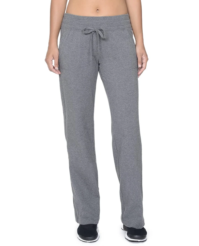 Danskin Women's Drawcord Athletic Pant, Charcoal Heather, Medium