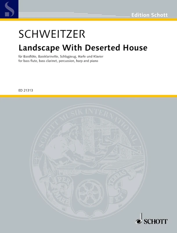 Landscape with Deserted House: for bassflute, bass clarinet, harp, piano and percussion. bassflute, bass clarinet, harp, piano and percussion. Partition et parties.