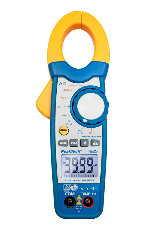 PeakTech P 1625 – Digital Clamp Meter with True RMS + Bargraph, 3 3/4 Digit, Digital Multimeter, Current Measurement, TÜV/GS, 4000 Counts, Contactless Voltmeter, Ammeter, Continuity Tester - Max 600 V