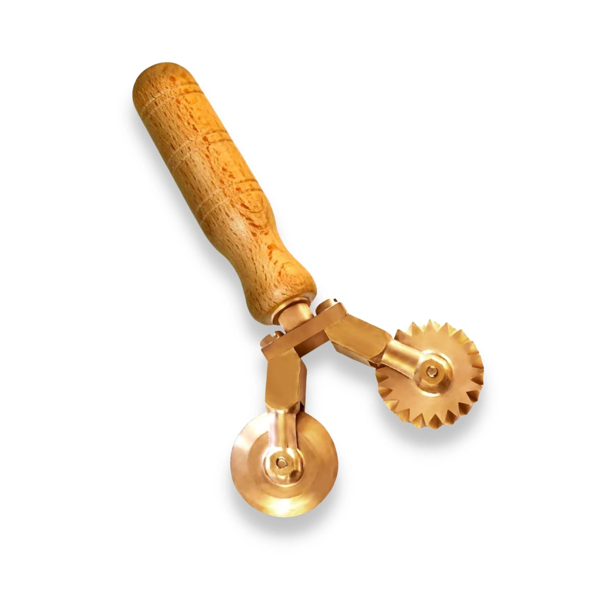 LA GONDOLA Brass & Wood Wheel Cutter - Pasta Making Tool for Home and Business | Italy Made Pasta Cutting Tool | Ravioli Cutter