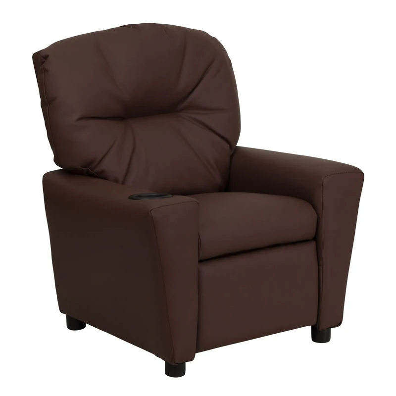 Flash Furniture Chandler Contemporary Brown LeatherSoft Kids Recliner with Cup Holder