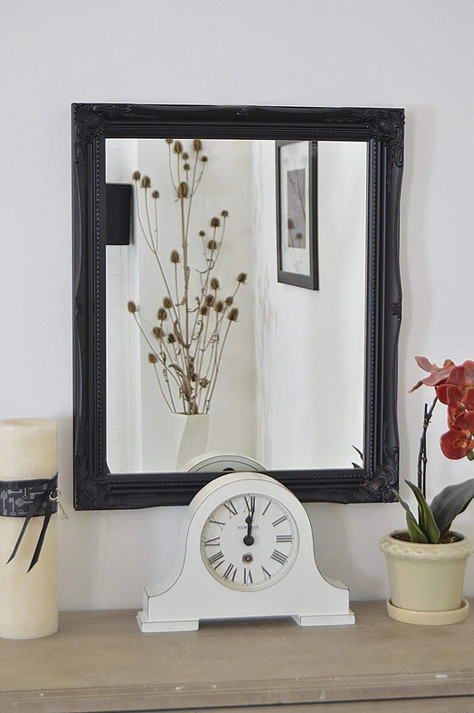 BLACK SHABBY CHIC ANTIQUE STYLE MIRROR - 20" X 24" OVERALL SIZE 20" x 16" MIRROR SIZE