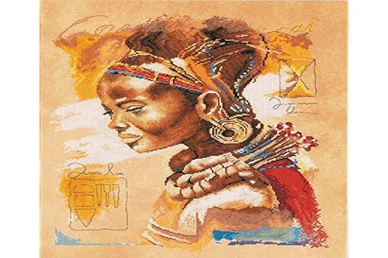Lanarte Counted Cross Stitch Kit: African Woman, Cotton, NA, 39 x 49cm