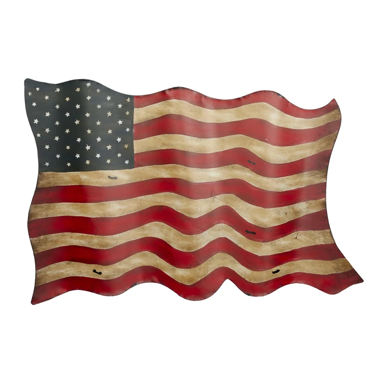 Deco 79 13970 Metal Flag Wall Decor, 41" x 21"