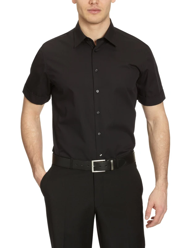 Seidensticker men's business shirt - shaped fit - non-iron - Kent collar - short sleeves - 100% cotton