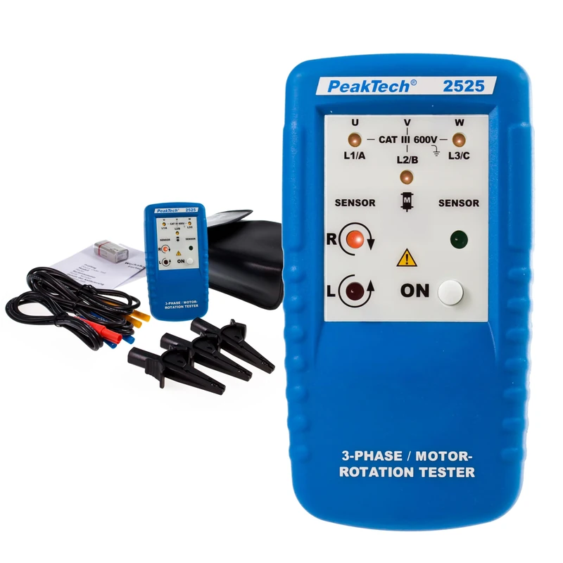 PeakTech P 2525 3-Phase Rotation Indicator/Rotating Field Instrument for High Voltage Current with LED Display
