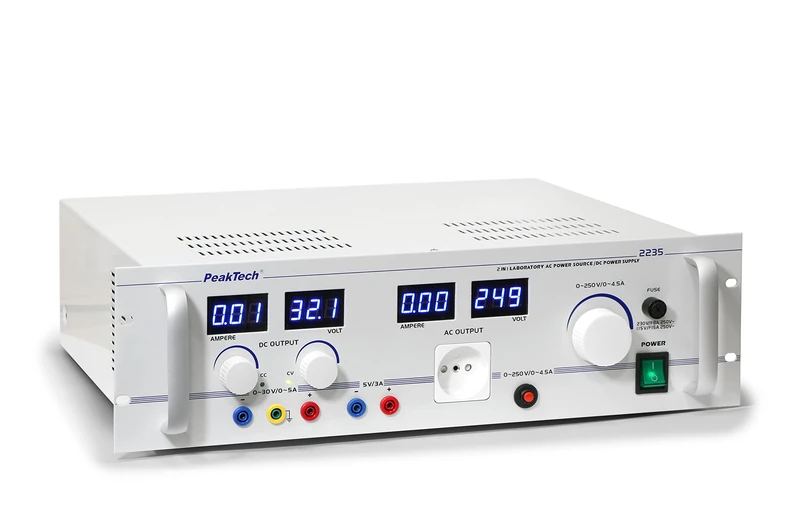 PeakTech P 2235 Separator Transformer 0-250V AC Adjustable (4.5A) and DC Laboratory Power Supply 0-30V/0-5A