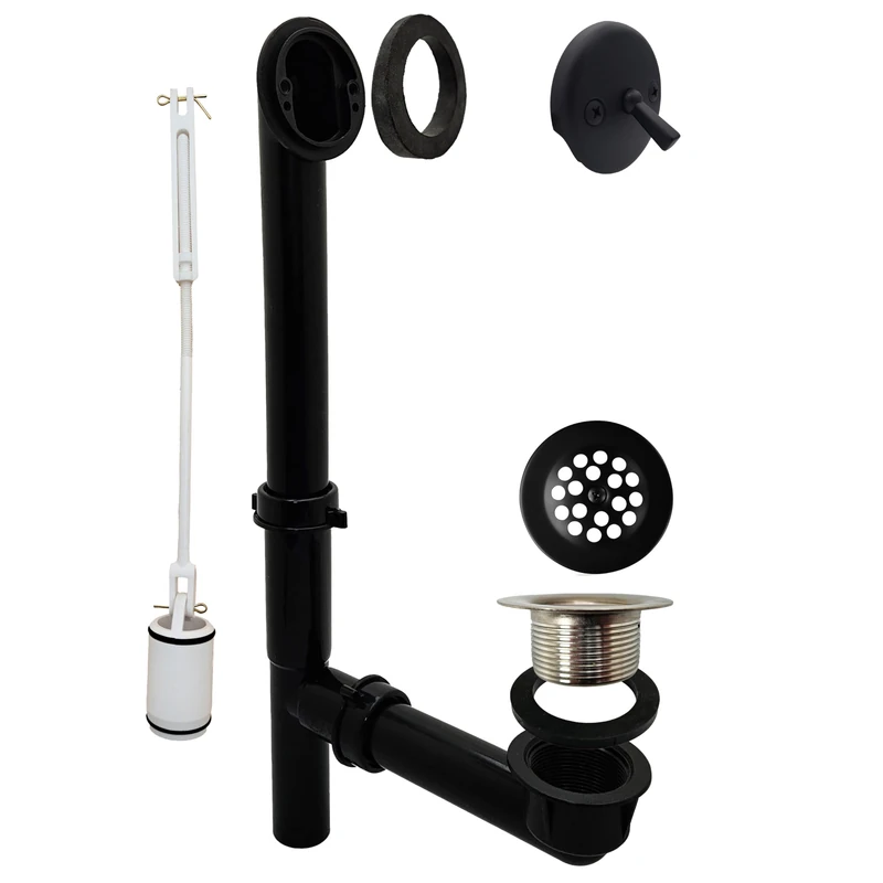 WestBrass 592144 Powdercoated Flat Black Black 1-1/2 in. Tubular Trip Lever Bath