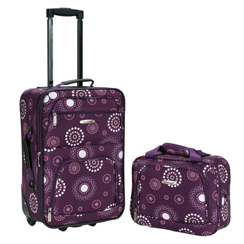 Rockland Fashion Softside Upright Luggage Set, Purple Pearl, 2-Piece Set (14/19), Fashion Softside Upright Luggage Set