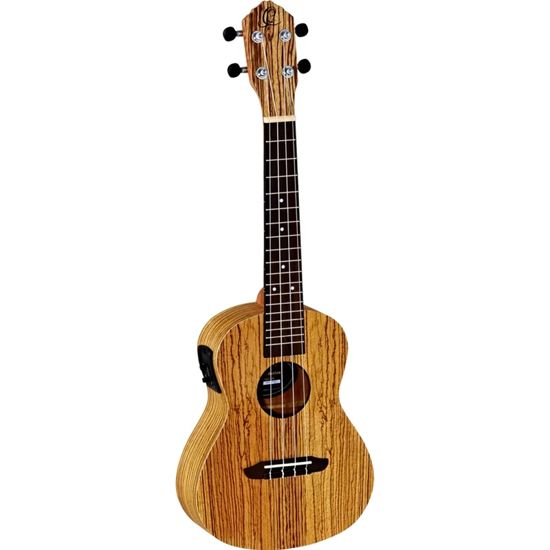 Ortega Guitars Concert Ukulele Electro-Acoustic – Timber Series – Including Gigbag – Zebrawood, Natural (RFU11ZE)