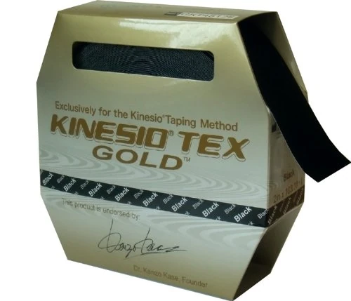 Kinesio Tex Gold Clinic Roll, 5 cm X 31.5m, Black, Latex-Free, Hypoallergenic, Mimics Gentle Human Touch, Enhanced Epidermis, Dermis, & Fascia Application Performance, Rehab & Sports Medicine