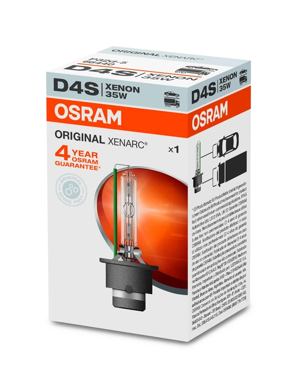 OSRAM XENARC ORIGINAL D4S HID, xenon headlight bulb, 66440, folding carton box (1 piece)