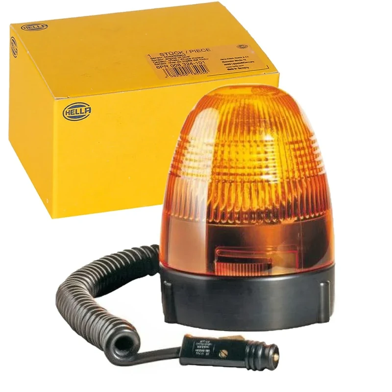 HELLA 2RL 007 337-021 Halogen-Rotating Beacon - KL Rotafix - 12V - Yellow - Magnet Mount - Cable: 2500mm - Plug: DIN ISO 4165